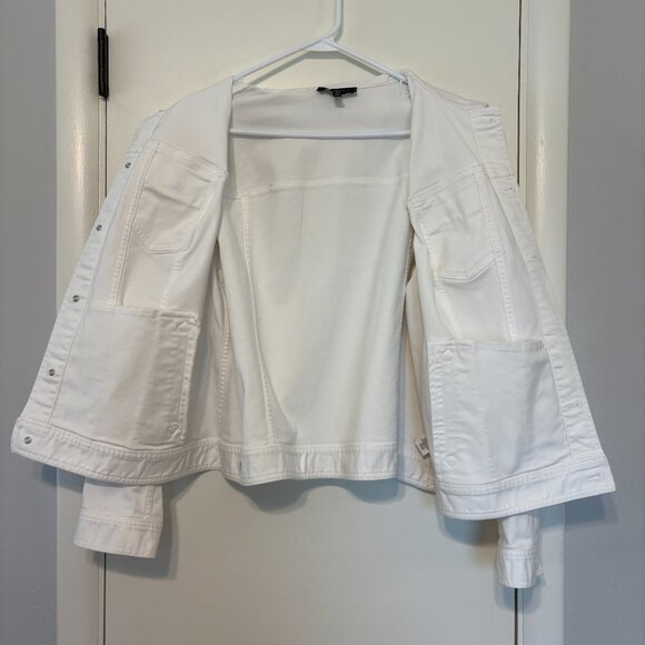 Talbots Women's Plus L/S Classic Button-Front Denim Jean Jacket 1X White Pockets - Picture 4 of 10